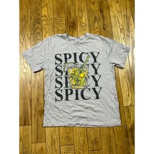 Spicy Cocktail Graphic T‎ Shirt Southern Spirit Gray Casual Small
